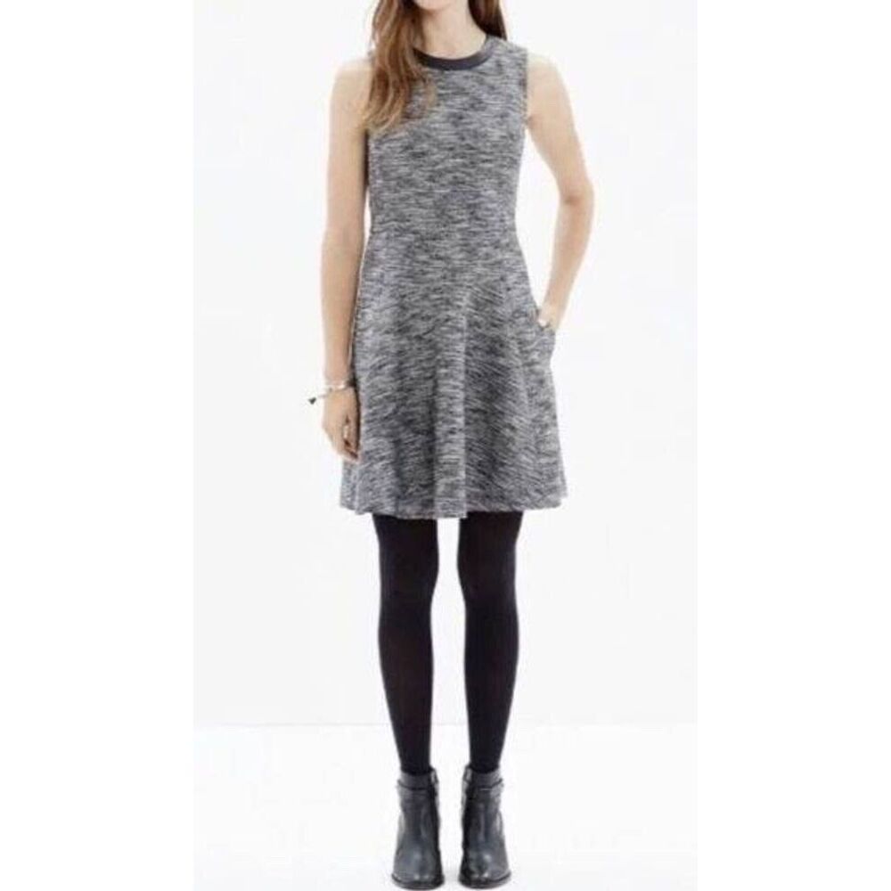 MADEWELL Women's Anywhere Tweed Dress Gray Black Zipper Back Sz‎ 6